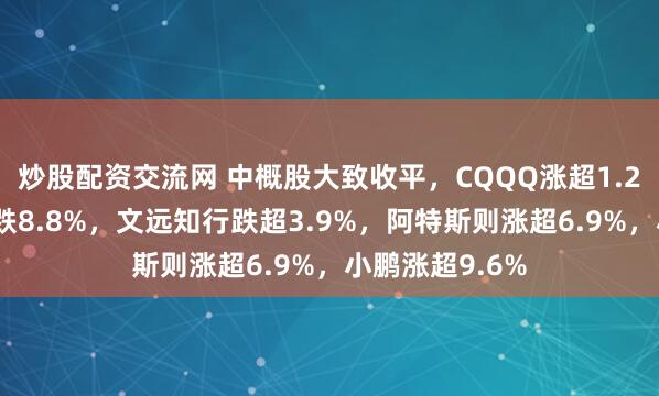 炒股配资交流网 中概股大致收平，CQQQ涨超1.2%，小马智行跌8.8%，文远知行跌超3.9%，阿特斯则涨超6.9%，小鹏涨超9.6%